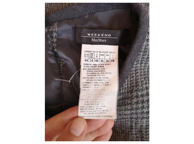 Vestido Weekend Max Mara para mujer de lana virgen con estampado Príncipe de Gales – IT 48 Negro Gris - vista 8