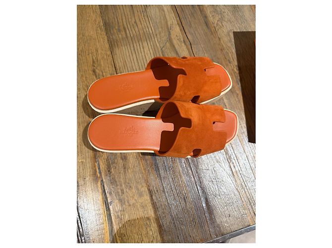 Hermès Chypre Keilabsatz-Sandalen in Orange - Ansicht 10