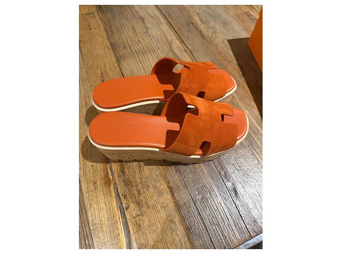 Hermès Chypre Keilabsatz-Sandalen in Orange - Ansicht 4