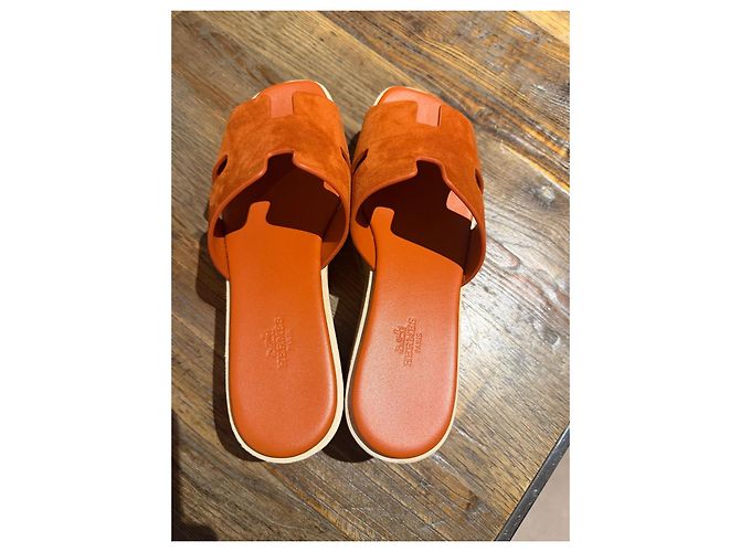 Hermès Chypre Keilabsatz-Sandalen in Orange - Ansicht 5