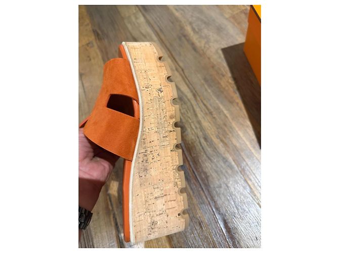 Hermès Chypre Keilabsatz-Sandalen in Orange - Ansicht 6