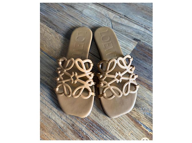 Sandali bassi Loewe Anagramme in pelle marrone - vista 2