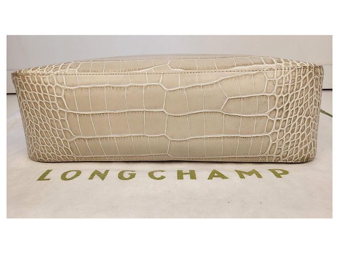 Longchamp Roseau Saco Cabas Couro Efeito Crocodilo Bege - vista 7