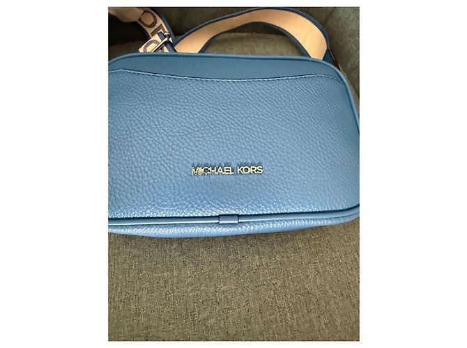 Michael Kors Jet Set Borsa a Tracolla in Pelle Blu - vista 2