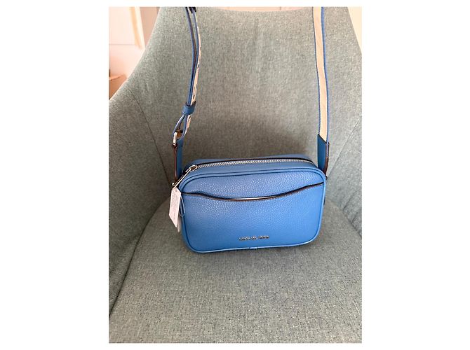 Michael Kors Jet Set Borsa a Tracolla in Pelle Blu - vista 3