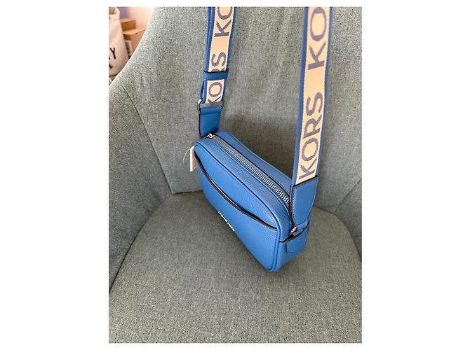 Michael Kors Jet Set Borsa a Tracolla in Pelle Blu - vista 4