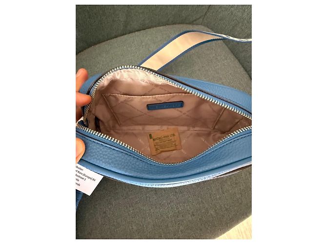 Michael Kors Jet Set Borsa a Tracolla in Pelle Blu - vista 5