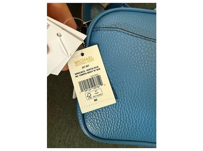 Michael Kors Jet Set Borsa a Tracolla in Pelle Blu - vista 6