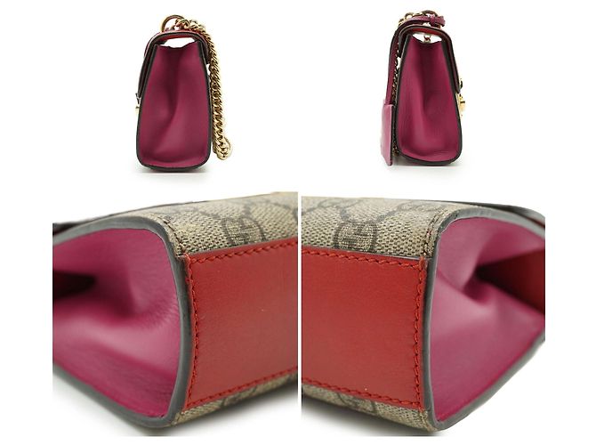 Gucci GG Supreme Canvas Padlock Small Chain Schultertasche Rot/Rosa Pink - Ansicht 3