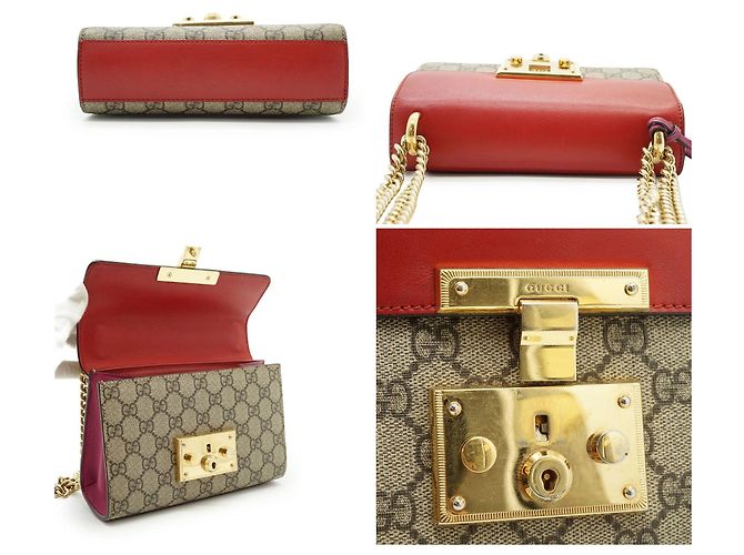 Gucci GG Supreme Canvas Padlock Small Chain Schultertasche Rot/Rosa Pink - Ansicht 4