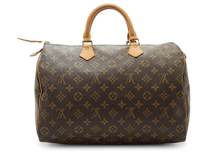 Louis Vuitton Vintage Monogram Brown Canvas Leder Speedy 35 Tasche Braun - Ansicht 2