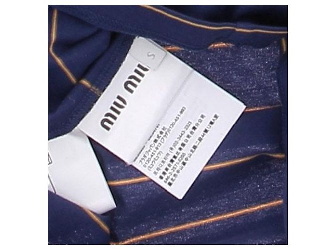 Camiseta de rayas azul marino Miu Miu de algodón - vista 5