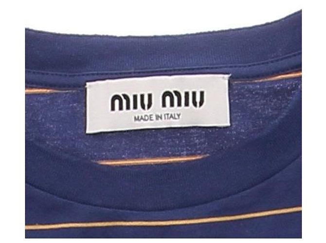 Camiseta de rayas azul marino Miu Miu de algodón - vista 7