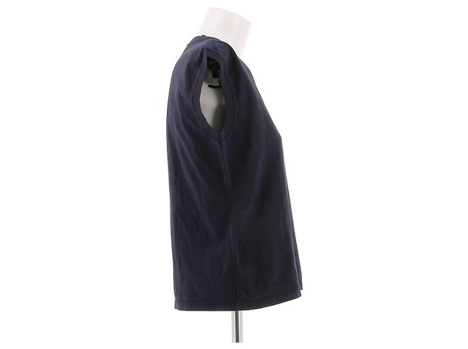 T-shirt Miu Miu in cotone blu navy - vista 3