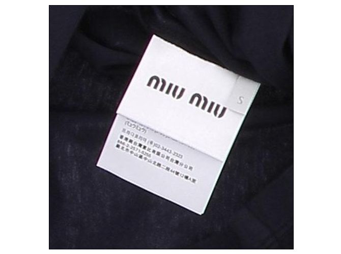 T-shirt Miu Miu in cotone blu navy - vista 5