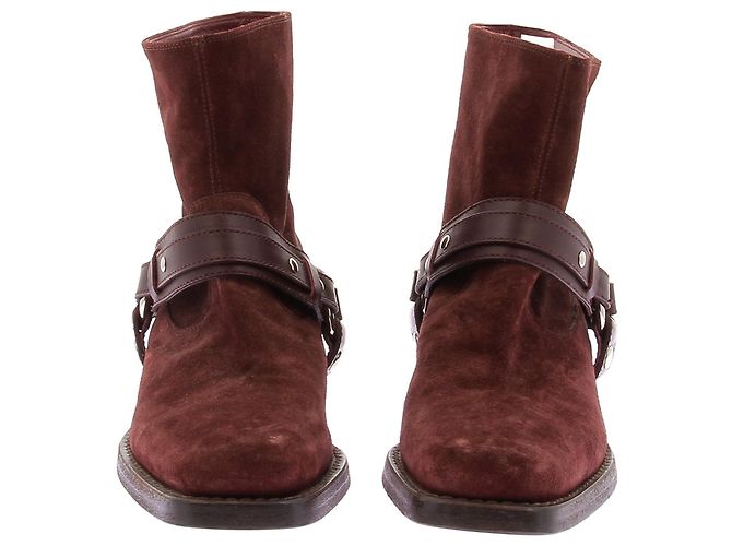 Botines Paco Rabanne de ante burdeos - vista 4