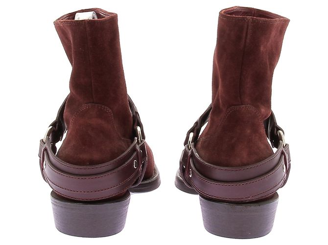 Botines Paco Rabanne de ante burdeos - vista 5
