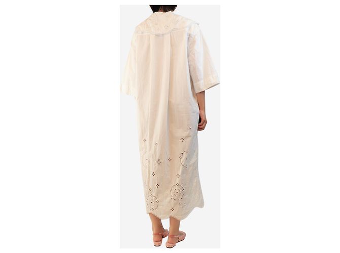 Ganni Weißes Midi-Kleid mit Broderie Anglaise - size L - Ansicht 2