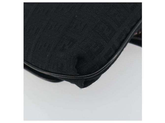 FENDI Zucchino Canvas Schultertasche Schwarz Silber - Ansicht 17