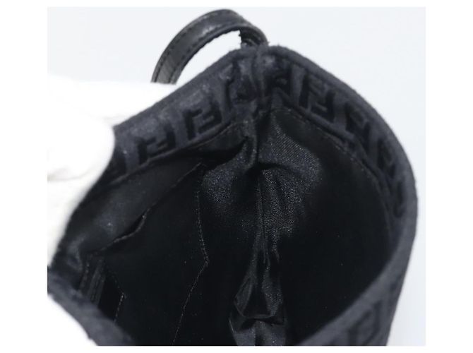 FENDI Zucchino Canvas Schultertasche Schwarz Silber - Ansicht 21