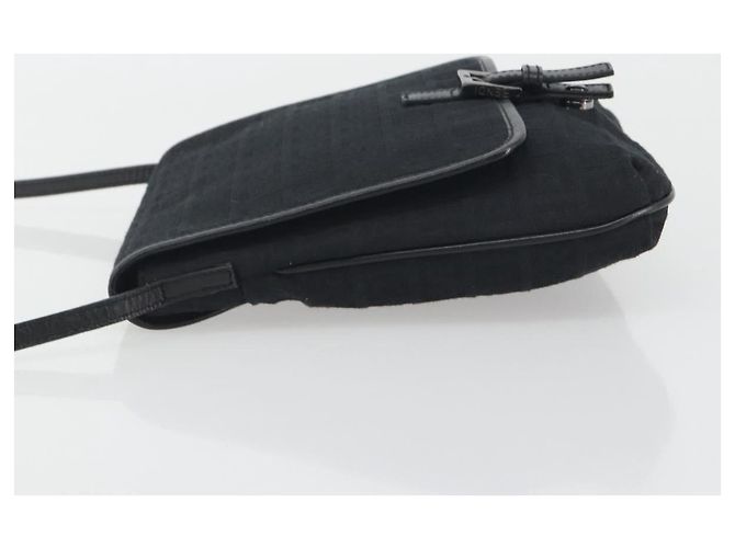 FENDI Zucchino Canvas Schultertasche Schwarz Silber - Ansicht 4