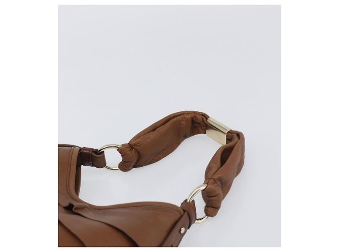 Autre Marque SAINT LAURENT Strawpe Shoulder Bag Leather Beige Gold 122244 - vista 8