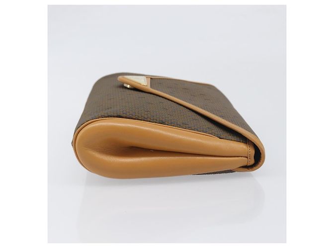 Autre Marque SAINT LAURENT Clutch Bag PVC Canvas Brown Gold - vista 4