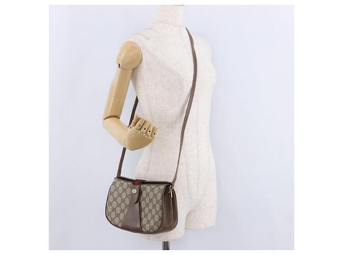 GUCCI GG Supreme Web Sherry Line Shoulder Bag PVC Beige 72 02 024 - vista 25
