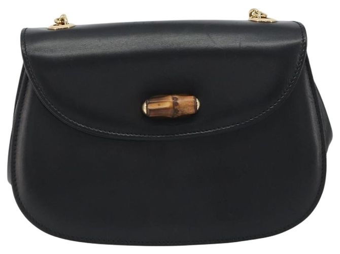 GUCCI Bamboo Chain Shoulder Bag Leather Black Gold 001 115 1497 - vista 13