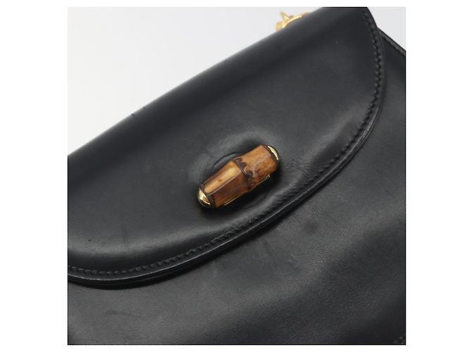 GUCCI Bamboo Chain Shoulder Bag Leather Black Gold 001 115 1497 - vista 17