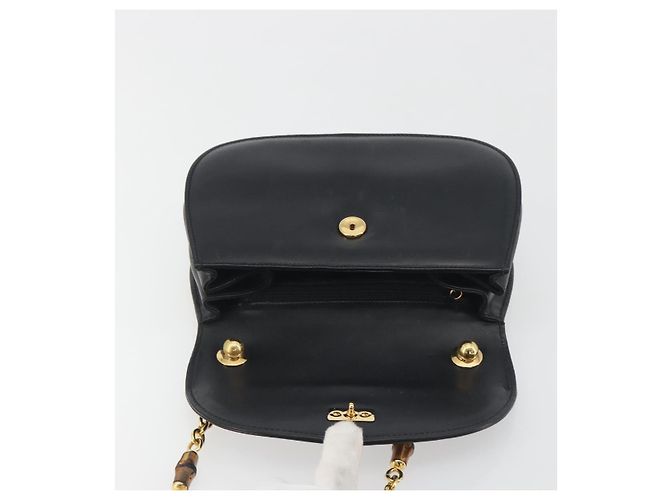 GUCCI Bamboo Chain Shoulder Bag Leather Black Gold 001 115 1497 - vista 18