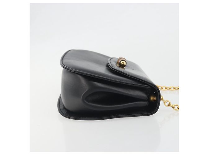 GUCCI Bamboo Chain Shoulder Bag Leather Black Gold 001 115 1497 - vista 3