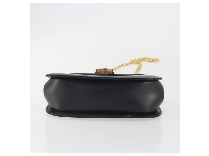 GUCCI Bamboo Chain Shoulder Bag Leather Black Gold 001 115 1497 - vista 5