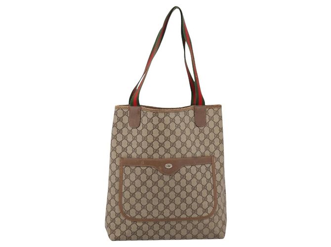 GUCCI GG Supreme Web Sherry Line Tote Bag PVC Beige Gold 39.02.003 - vista 13