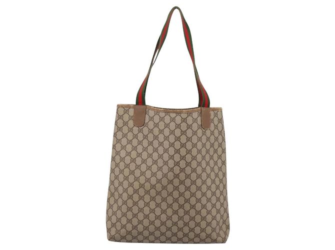 GUCCI GG Supreme Web Sherry Line Tote Bag PVC Beige Gold 39.02.003 - vista 2