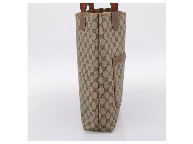 GUCCI GG Supreme Web Sherry Line Tote Bag PVC Beige Gold 39.02.003 - vista 3