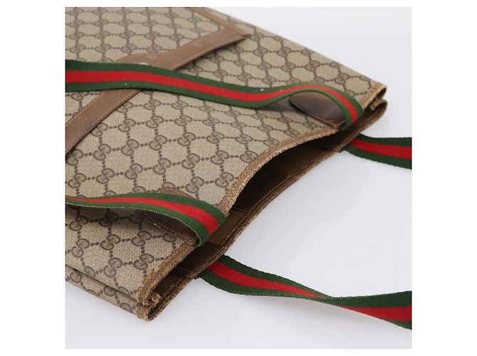 GUCCI GG Supreme Web Sherry Line Tote Bag PVC Beige Gold 39.02.003 - vista 6