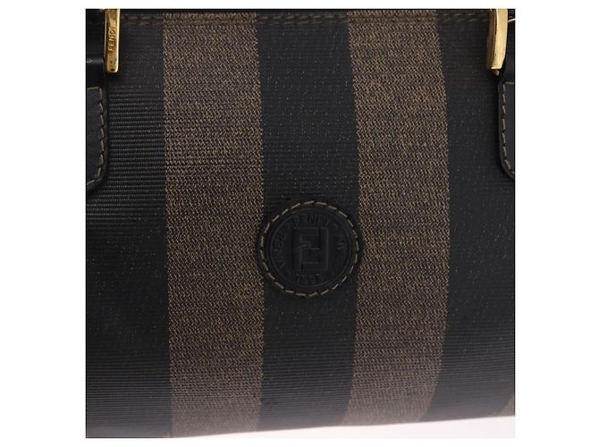 FENDI Pecan Canvas Boston Bag PVC Black Brown gold - vista 15