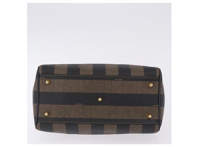 FENDI Pecan Canvas Boston Bag PVC Black Brown gold - vista 9