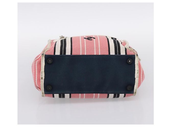CHANEL Handtasche aus Canvas rosa silber CC - Ansicht 12
