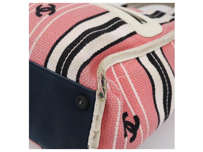 CHANEL Handtasche aus Canvas rosa silber CC - Ansicht 13