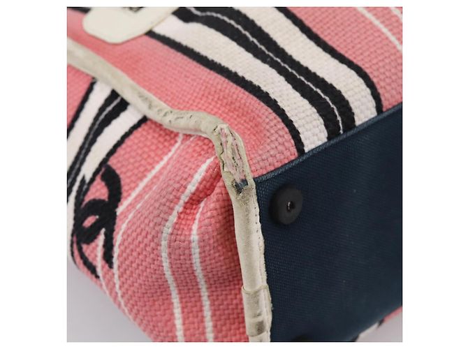 CHANEL Handtasche aus Canvas rosa silber CC - Ansicht 14