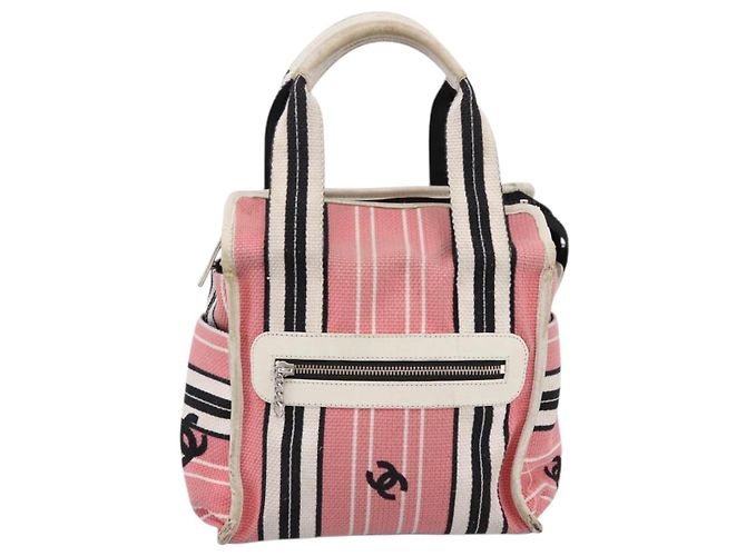 CHANEL Handtasche aus Canvas rosa silber CC - Ansicht 2