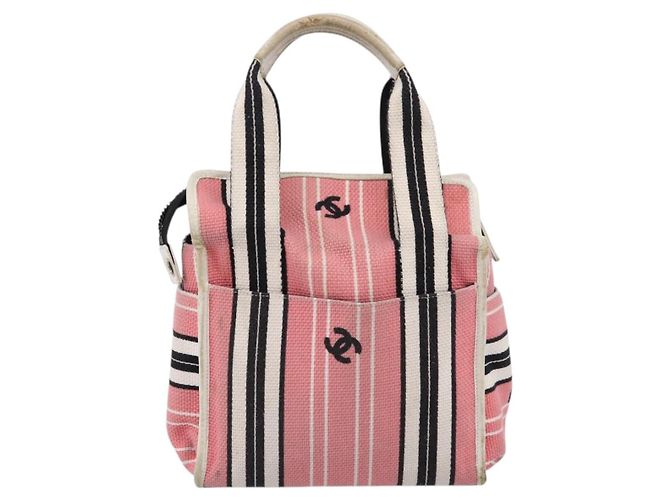 CHANEL Handtasche aus Canvas rosa silber CC - Ansicht 3