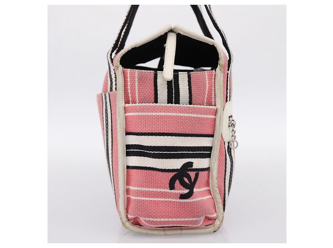 CHANEL Handtasche aus Canvas rosa silber CC - Ansicht 4