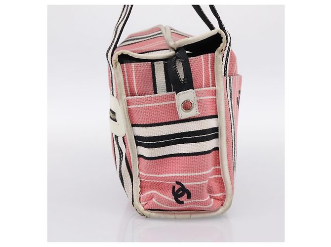 CHANEL Handtasche aus Canvas rosa silber CC - Ansicht 5