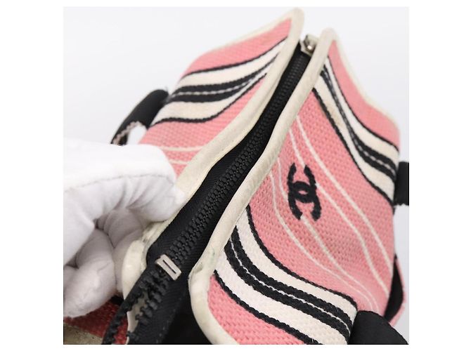 CHANEL Handtasche aus Canvas rosa silber CC - Ansicht 6
