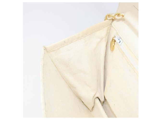 CHANEL Matelasse Chain Shoulder Bag Lamb Skin White Gold CC - vista 19