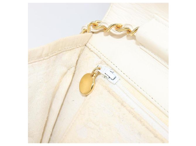 CHANEL Matelasse Chain Shoulder Bag Lamb Skin White Gold CC - vista 20