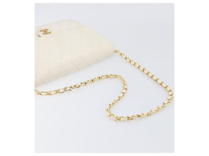 CHANEL Matelasse Chain Shoulder Bag Lamb Skin White Gold CC - vista 7
